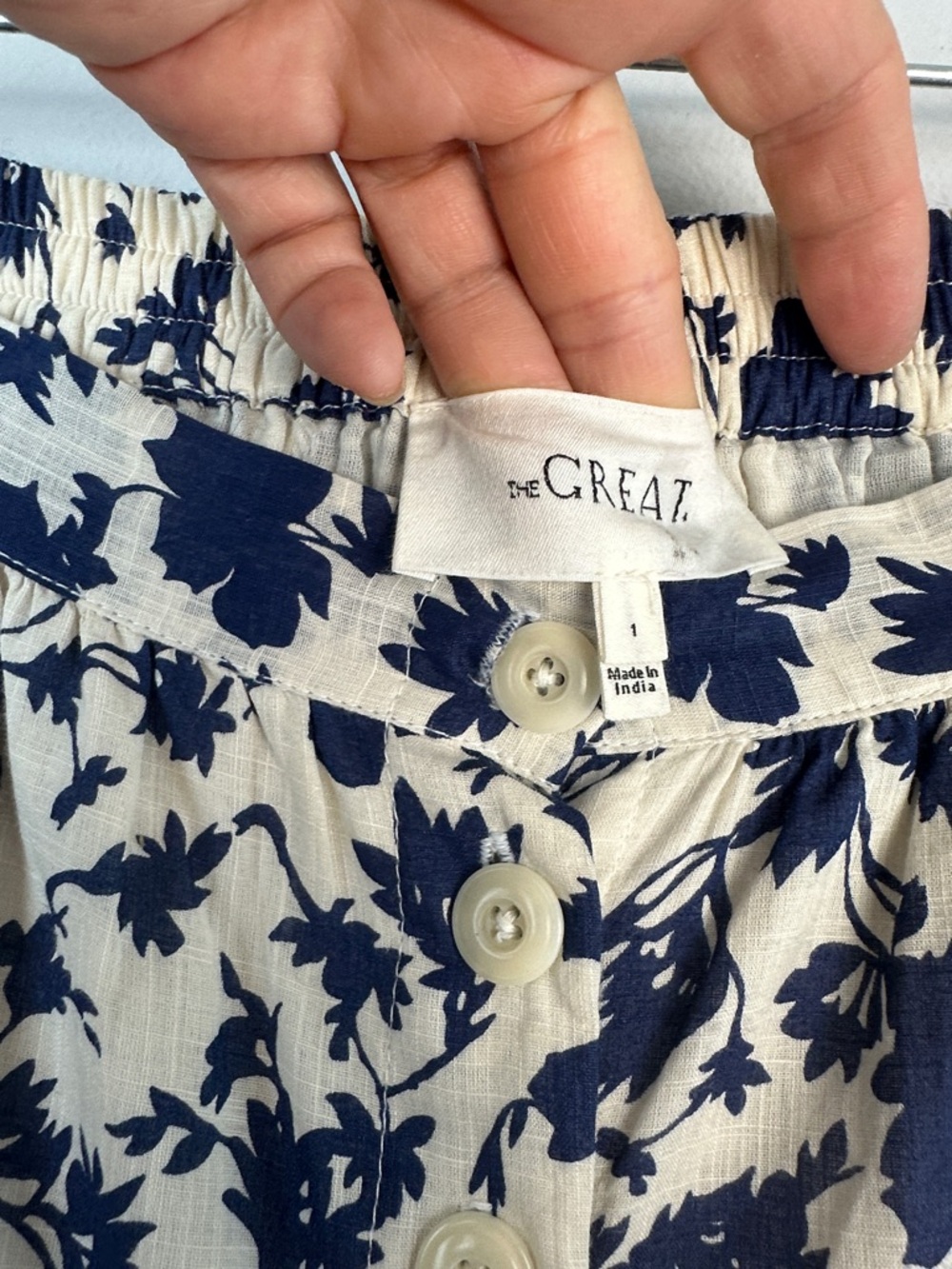 The GREAT. The Boating Skirt Autumn Leaf Floral Cotton Lined Blue Small Feminine - Picture 14 of 16